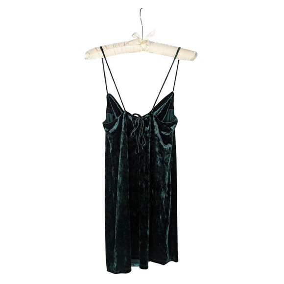 Topshop Dress 8 Women's Green Velvet Cowl Neck Spaghetti Strap Tie Back Mini - Picture 3 of 7